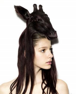 model hairstyle. A hair hat?